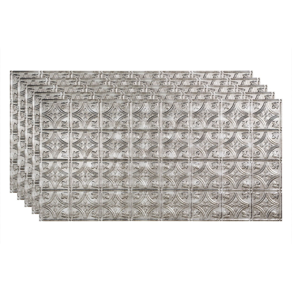 Traditional 1, 2x4 Glue Up Ceiling Tile, Crosshatch Silver Finish 5-pack (40 sq ft)