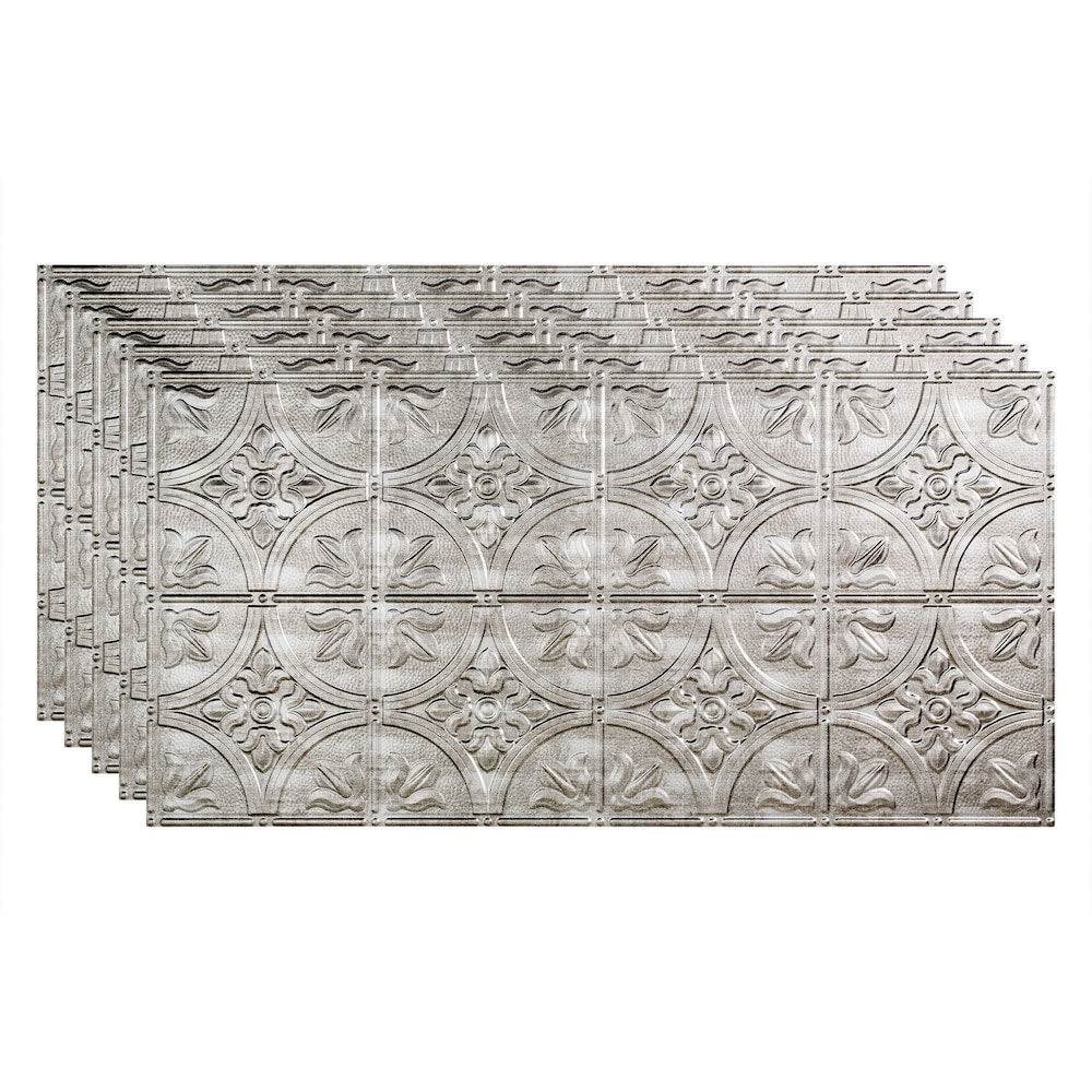Carreaux de plafond à coller traditionnels 2, 2 x 4, finition argentée hachurée, paquet de 5 (40 pieds carrés)