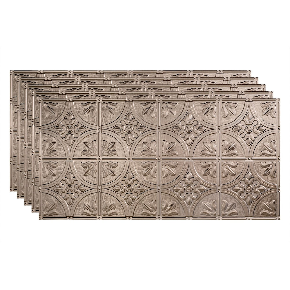 Traditional 2, 2x4 Glue Up Ceiling Tile, Brushed Nickel Finish 5-pack (40 sq ft)