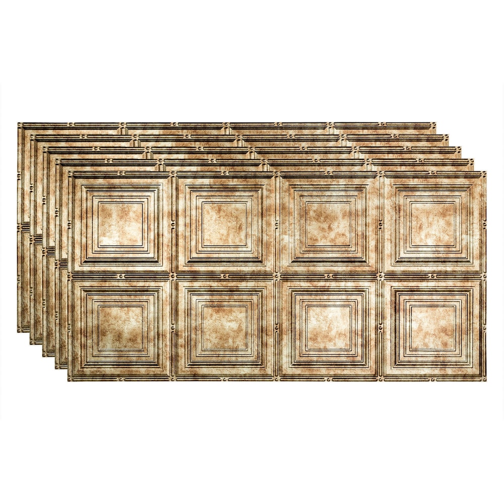 Portrait, dalle de plafond collée 2x4, finition bronze des Bermudes, paquet de 5 (40 pieds carrés)