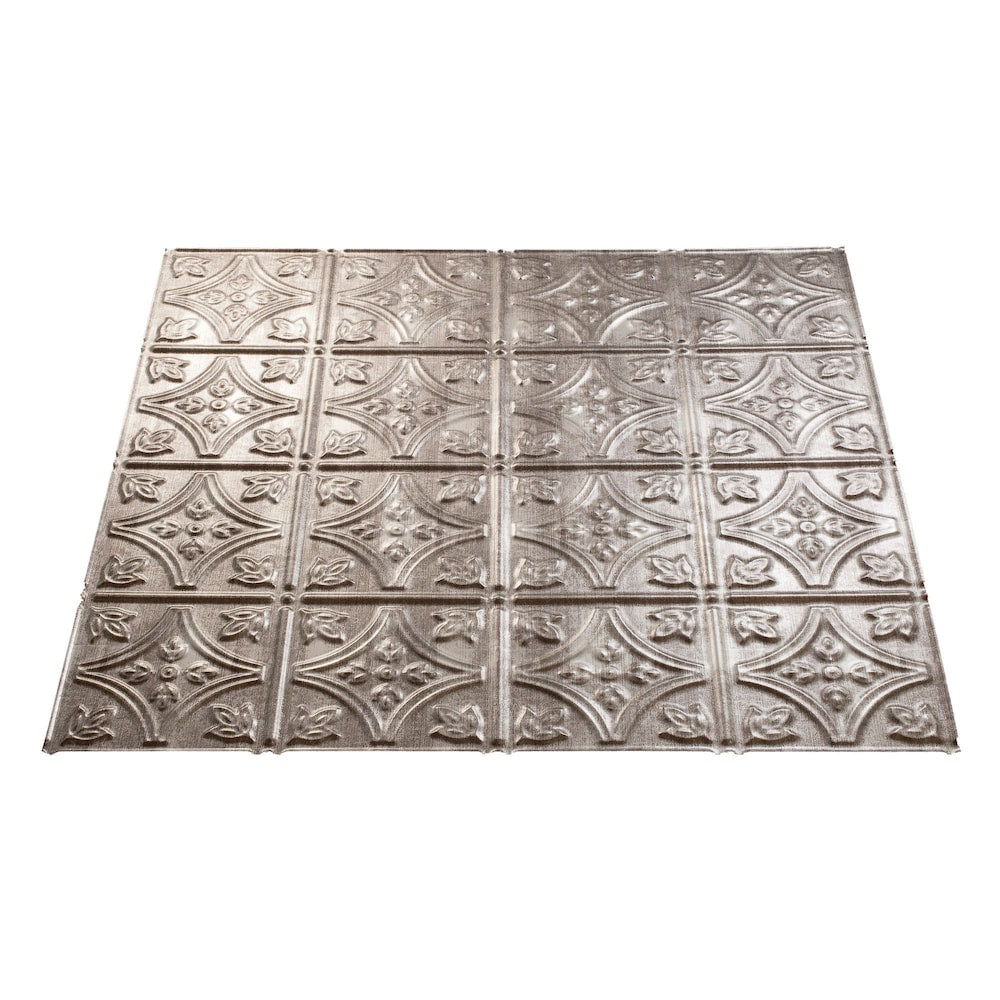 Traditional 1, 2x2 Lay in Ceiling Tile, Crosshatch Silver Finish 5-pack (20 sq ft)