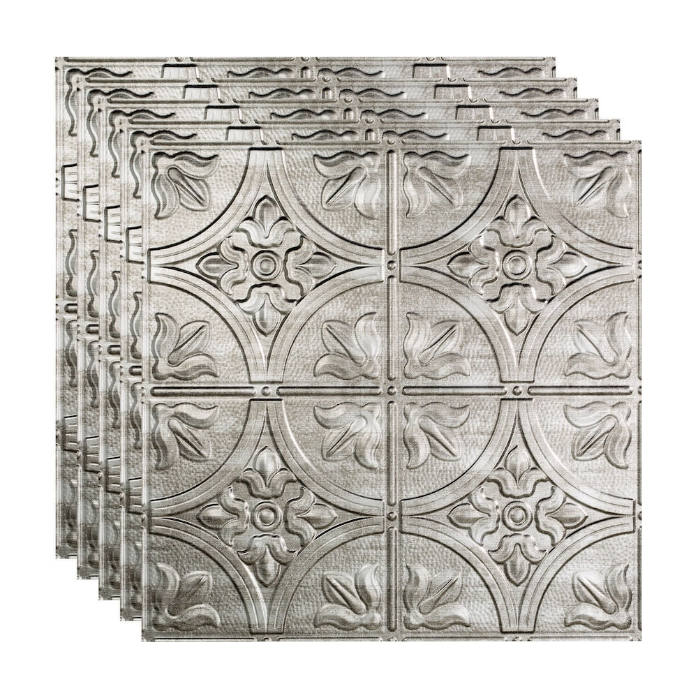 Dalle de plafond traditionnelle 2, 2x2, finition argentée à hachures croisées, paquet de 5 (20 pi2)