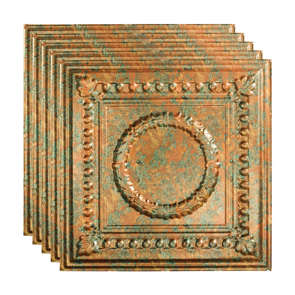 Rosace, dalle de plafond à poser 2x2, finition fantaisie cuivre, paquet de 5 (20 pi2)