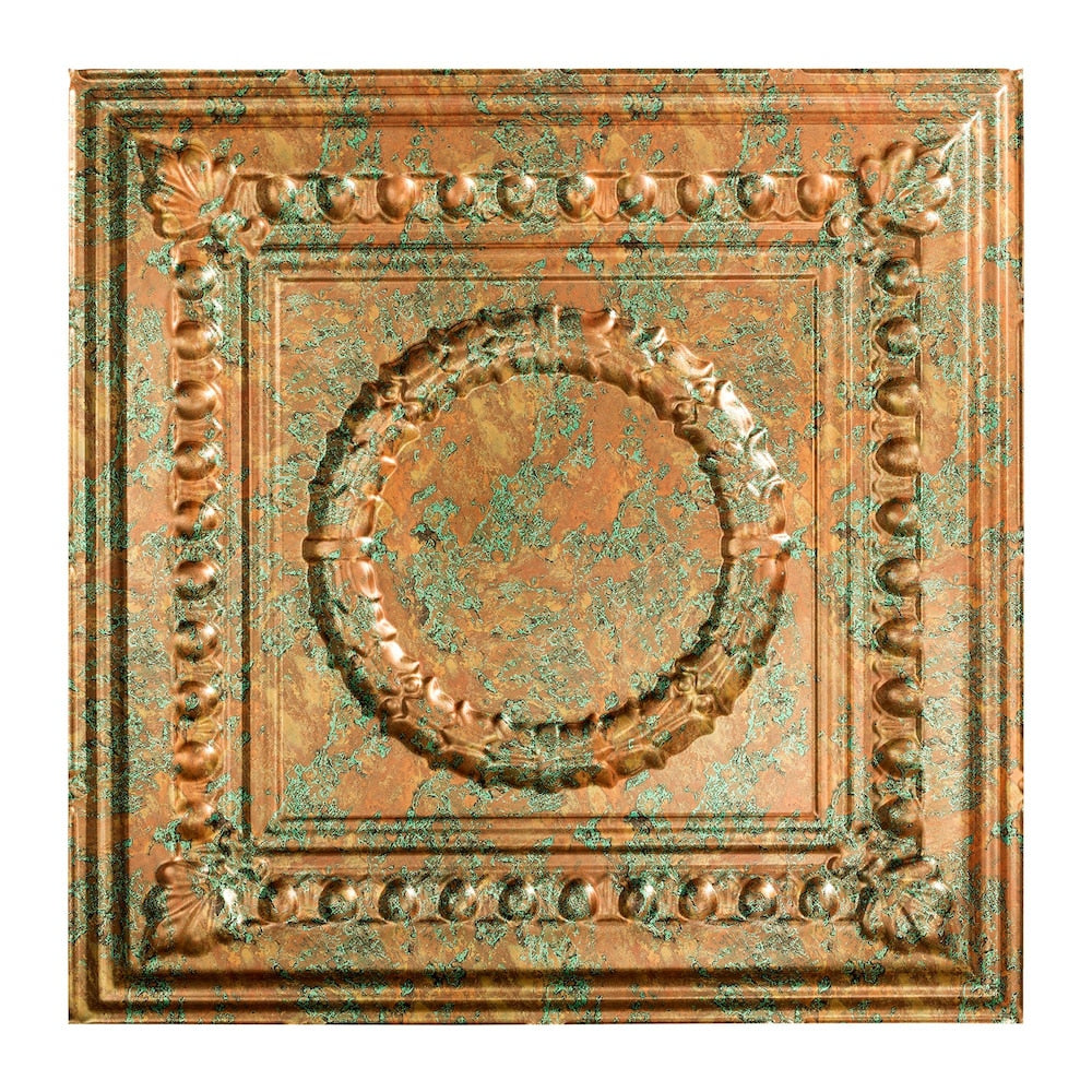 Rosace, dalle de plafond à poser 2x2, finition fantaisie cuivre, paquet de 5 (20 pi2)