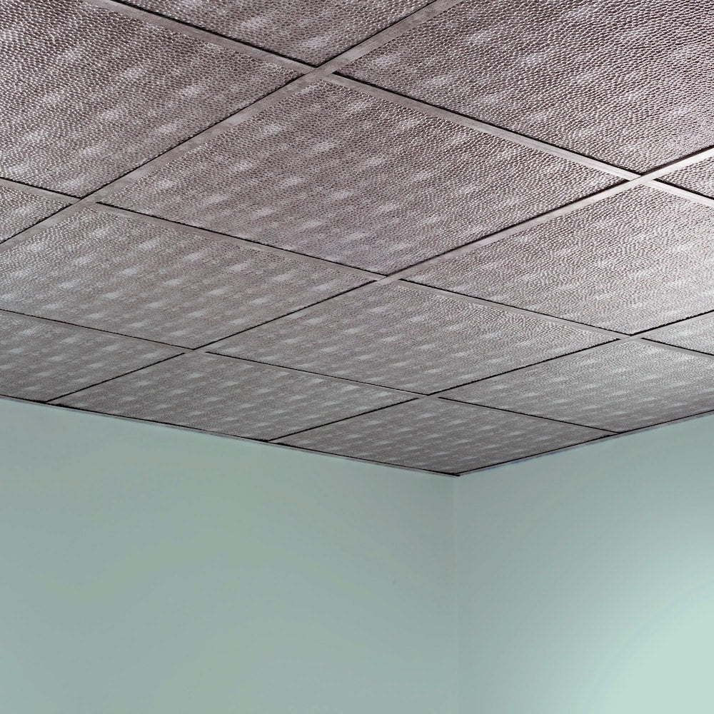 Remplissage de bordure, dalle de plafond à poser 2x2, finition argentée hachurée, paquet de 5 (20 pi2)