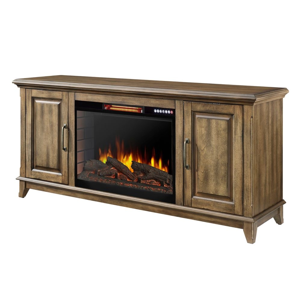 Marcus 60 in. Electric Fireplace with Bluetooth in Antique Pine
