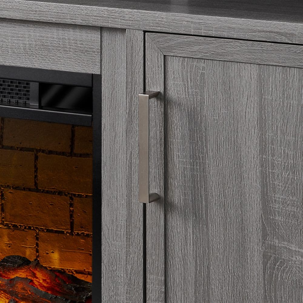 Brooklyn 60 in. Infrared Linear Media Electric Fireplace in Rustic Grey Oak