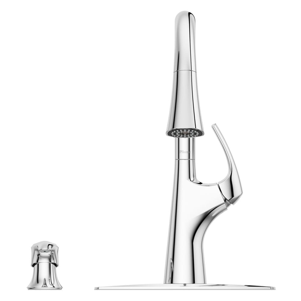 Robinet de cuisine à tirette/à bec rétractable en chrome poli Seahaven à 1 poignée/robinet d'évier de cuisine/robinet avec distributeur de savon