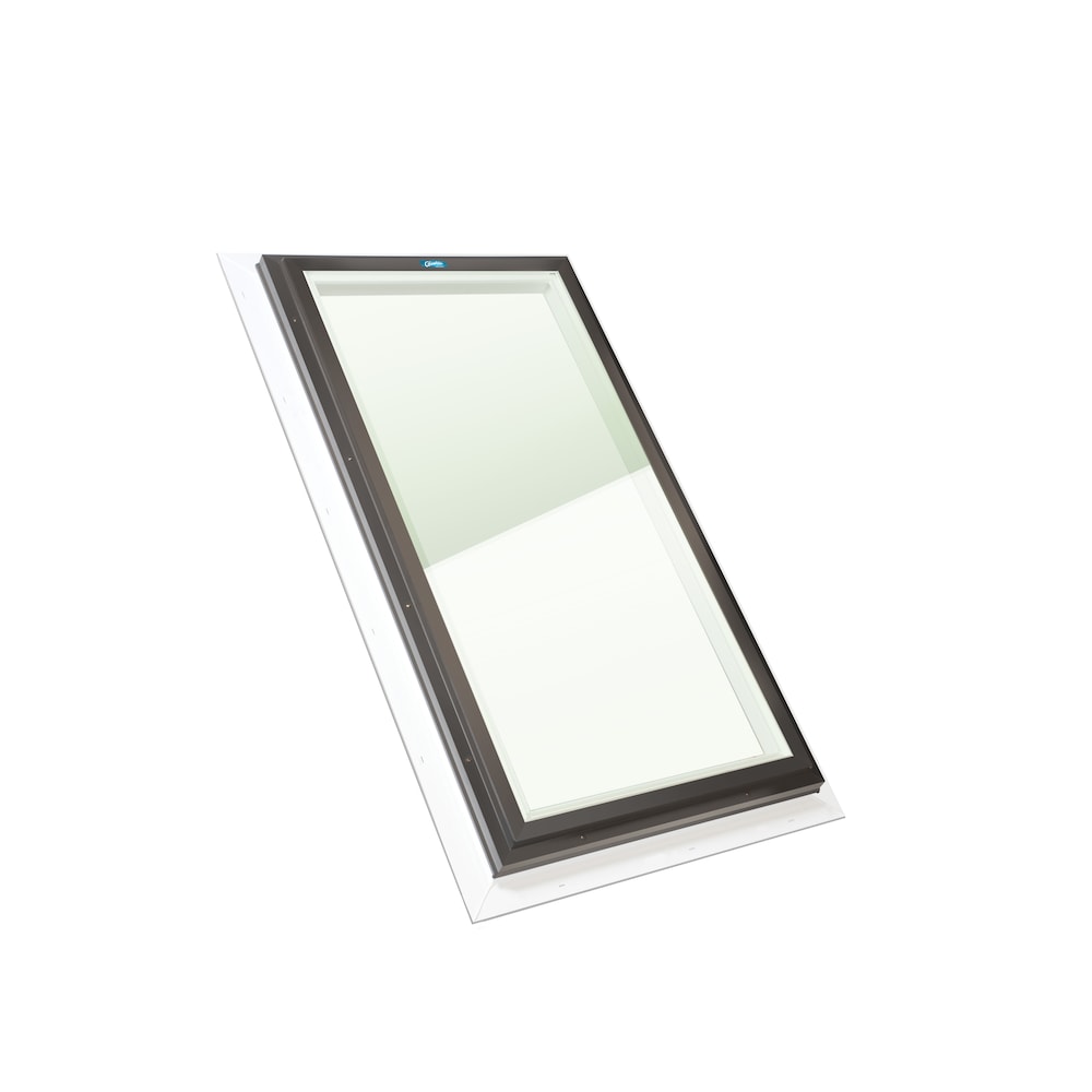 Puits de lumière fixe à triple vitrage transparent 22,5 x 46,5 po avec solin intégré - Brun