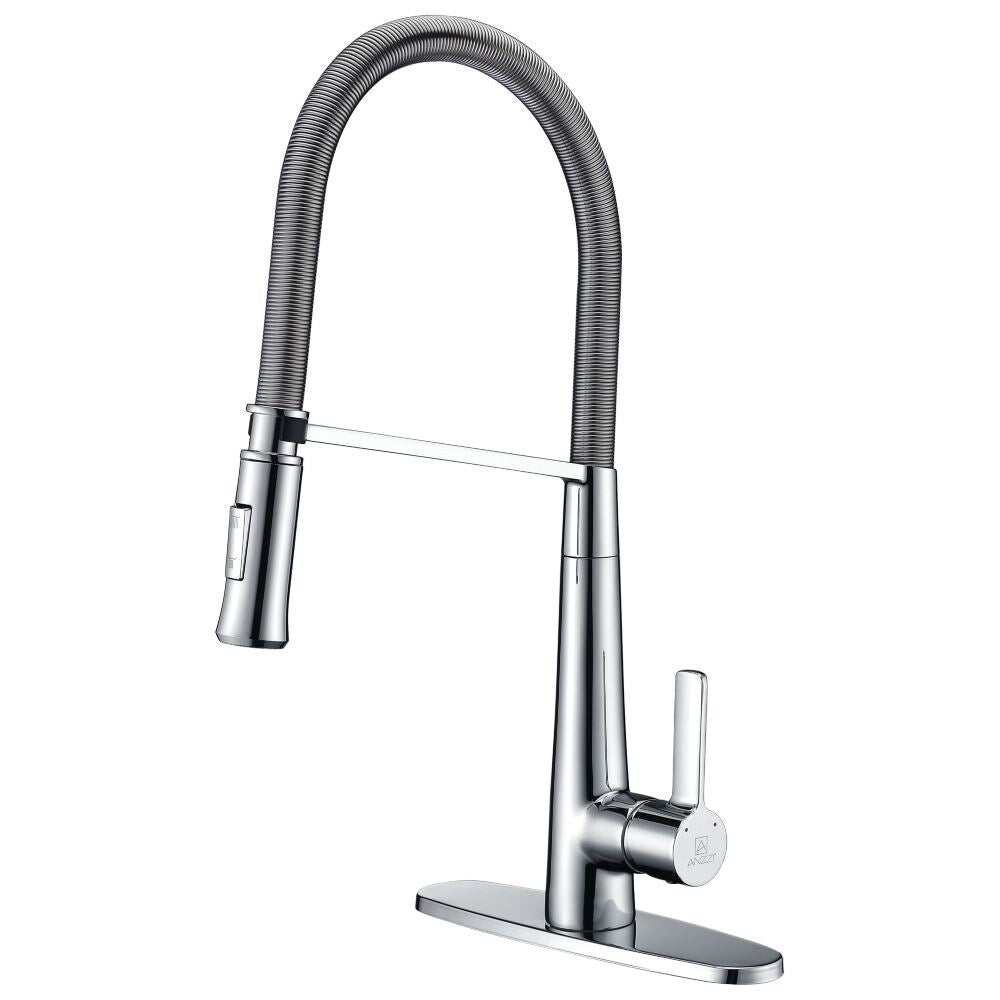 Robinet de cuisine à poignée unique et pulvérisateur rétractable Apollo en chrome poli