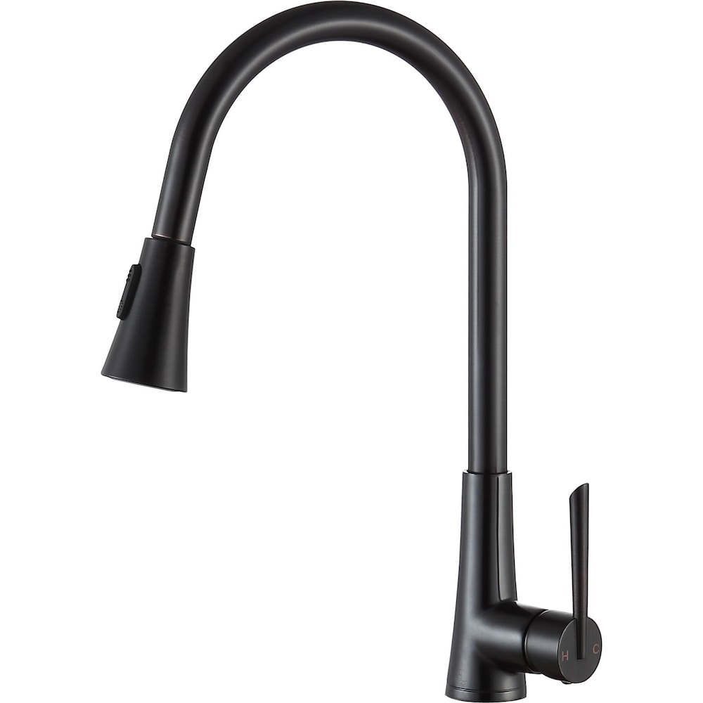 Robinet de cuisine à poignée unique Tulip avec douchette extractible en bronze huilé