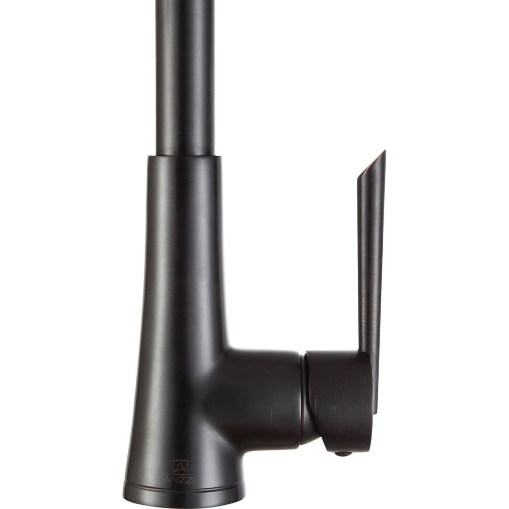 Robinet de cuisine à poignée unique Tulip avec douchette extractible en bronze huilé