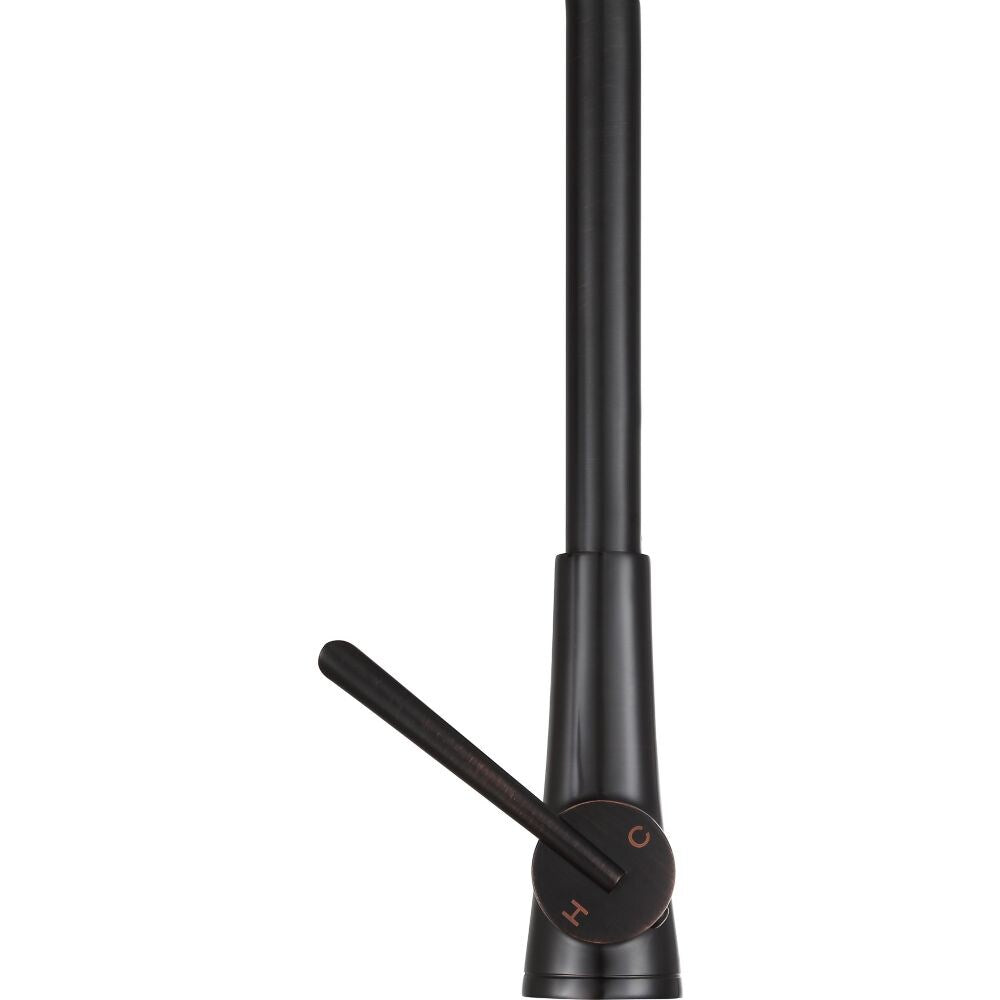 Robinet de cuisine à poignée unique Tulip avec douchette extractible en bronze huilé