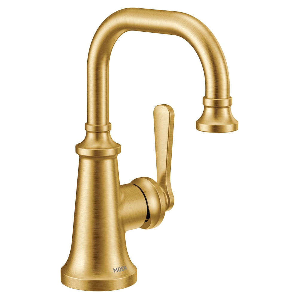 Robinet de lavabo de salle de bain à poignée unique Colinet en or brossé (vidange et valve incluses)