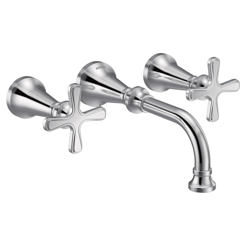Colinet 2 Handle 8-inch Wall Mount Bathroom Sink Faucet/Tap in Chrome (Drain and Valve Not Included)