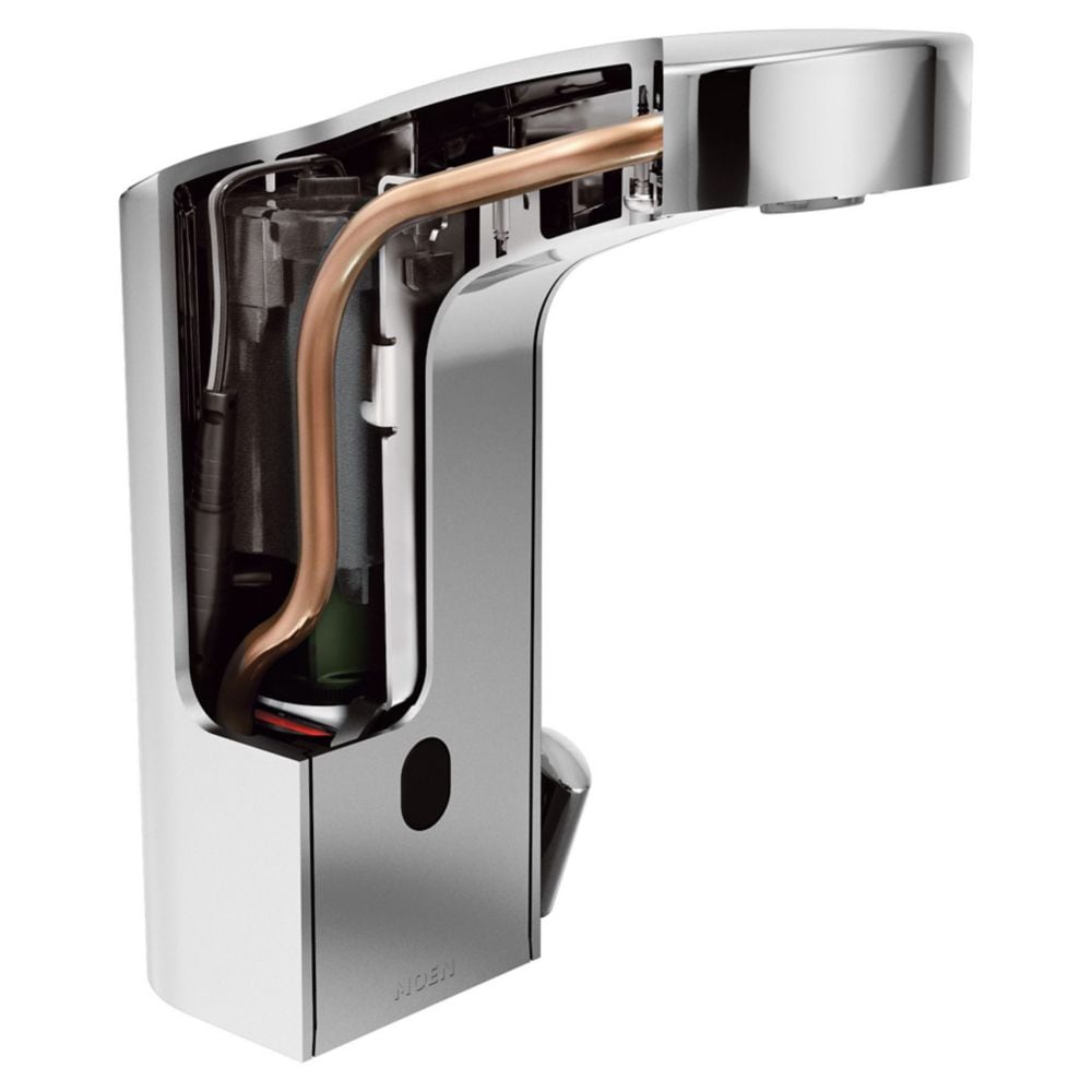 Robinet de lavabo de salle de bain monotrou sans contact M-POWER en chrome (drain non inclus ; valve incluse)