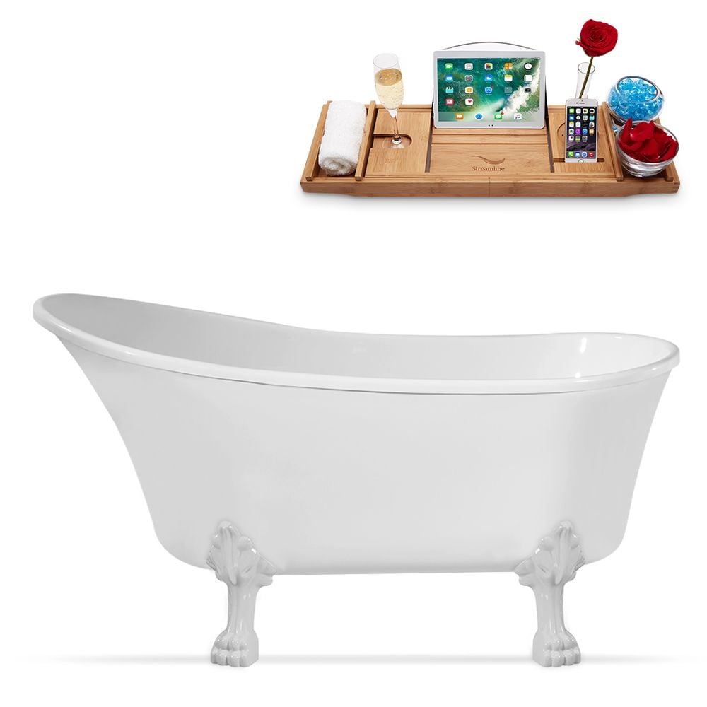 59 inch Streamline N347WH-IN-ORB Clawfoot Tub and Tray with Internal Drain