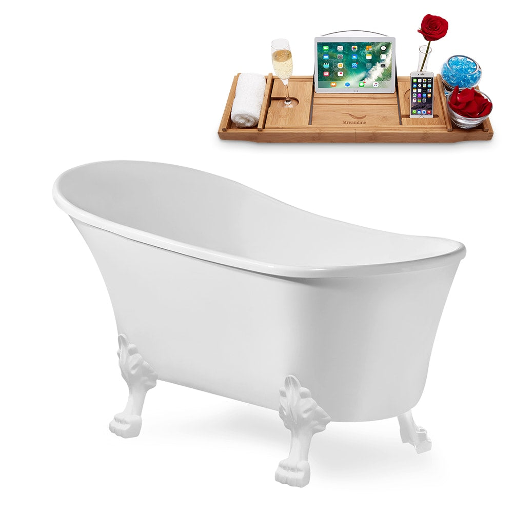 59 inch Streamline N347WH-IN-ORB Clawfoot Tub and Tray with Internal Drain