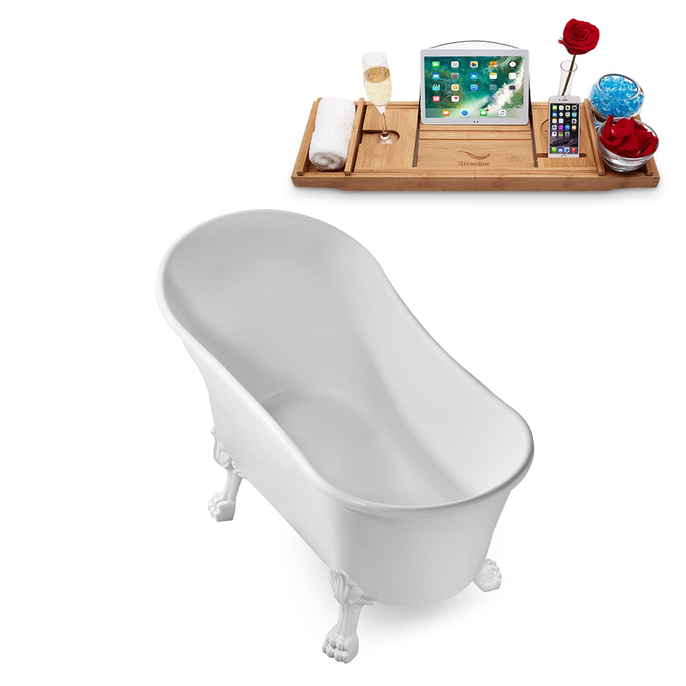 59 inch Streamline N347WH-IN-ORB Clawfoot Tub and Tray with Internal Drain