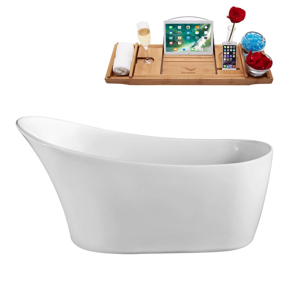 59 inch Streamline N820-IN-ORB Soaking Freestanding Tub and Tray with Internal Drain