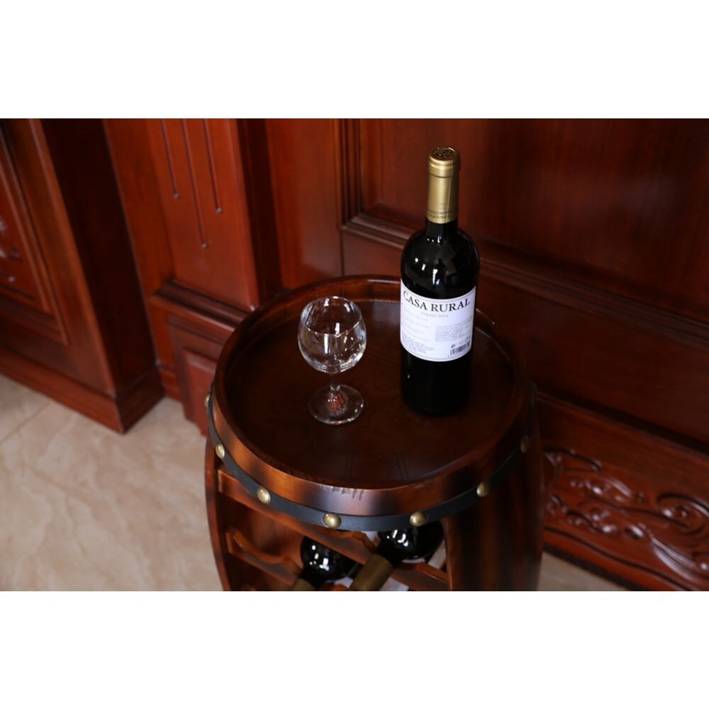 Casier à vin en bois en forme de tonneau pour 14 bouteilles
