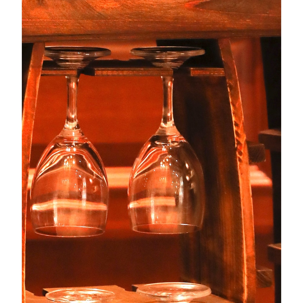 Casier à vin rustique en bois avec support en verre, support à vin décoratif pour 8 bouteilles