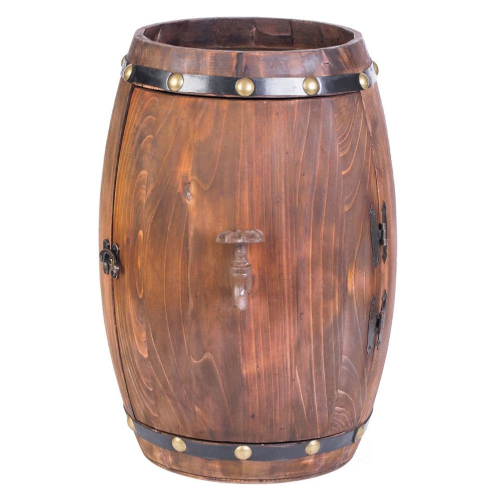 Casier à vin décoratif vintage en forme de tonneau en bois