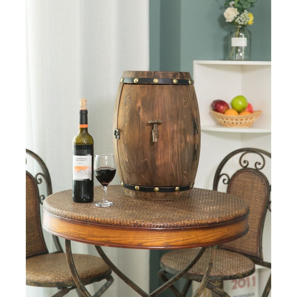 Casier à vin décoratif vintage en forme de tonneau en bois