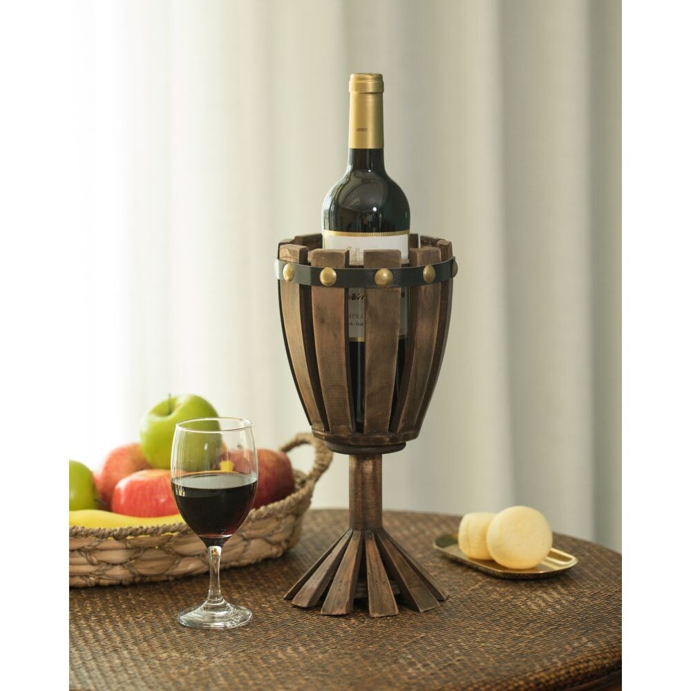 Porte-bouteille de vin décoratif vintage en forme de gobelet à vin en bois