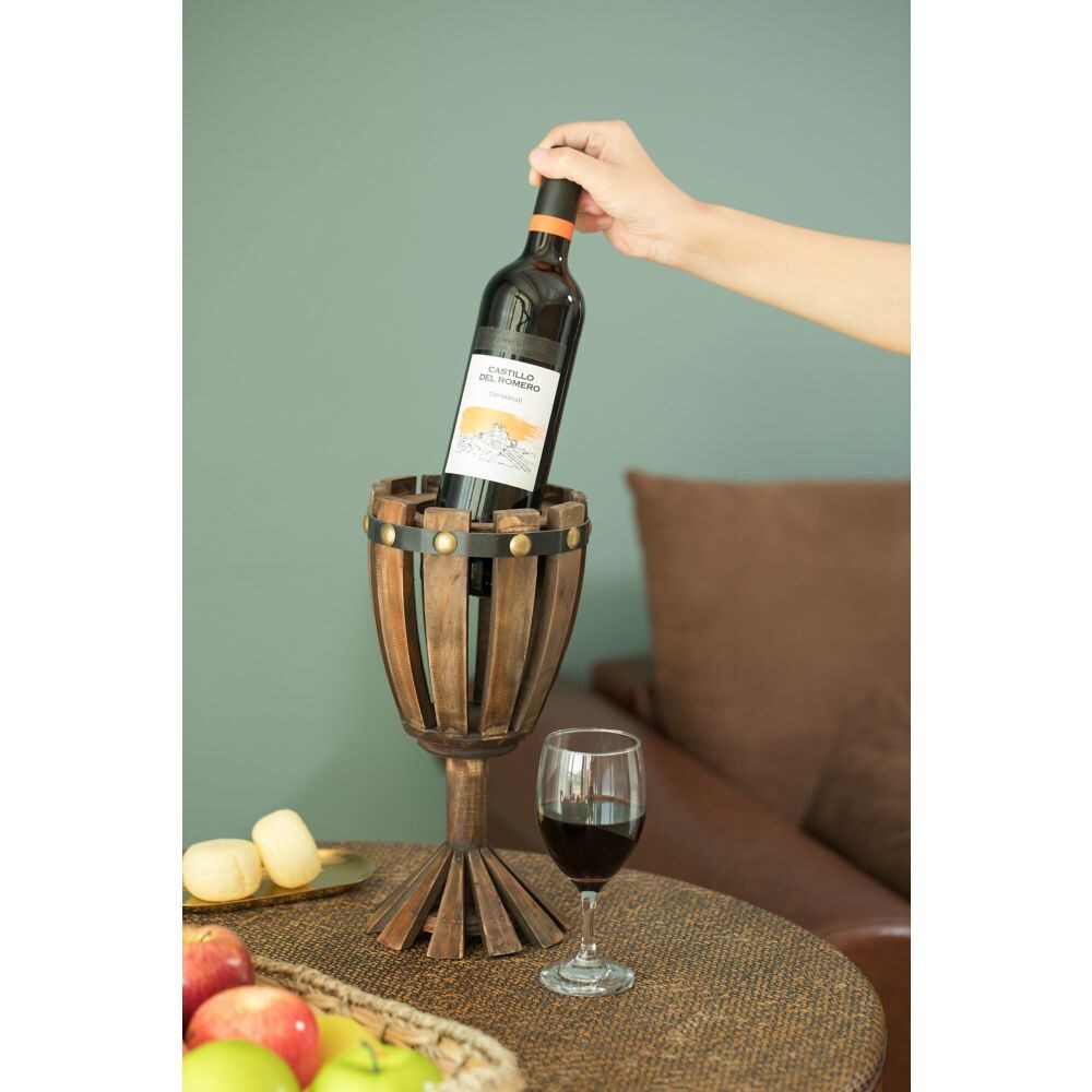 Porte-bouteille de vin décoratif vintage en forme de gobelet à vin en bois