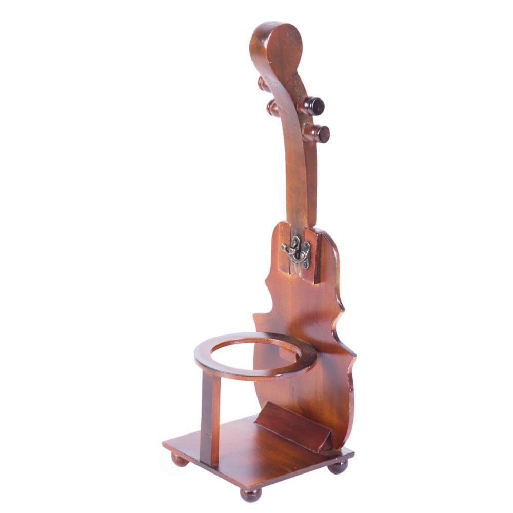 Porte-bouteille de vin décoratif vintage en forme de violoncelle marron