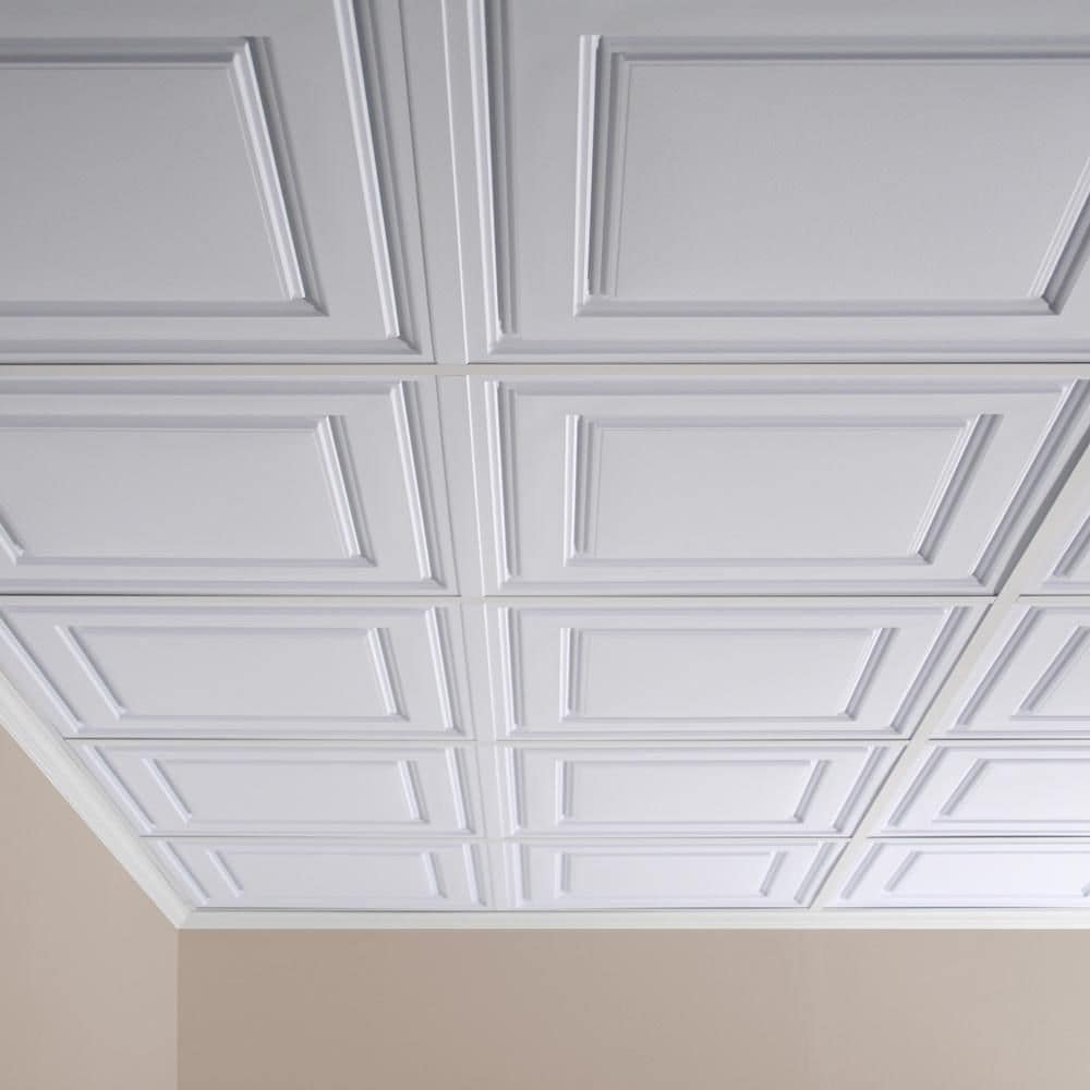 Dalles de plafond à poser Stratford White Feather-Light 2 pieds x 2 pieds (paquet de 40)