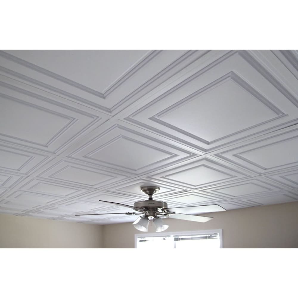 Dalles de plafond à poser Stratford White Feather-Light 2 pieds x 2 pieds (paquet de 40)