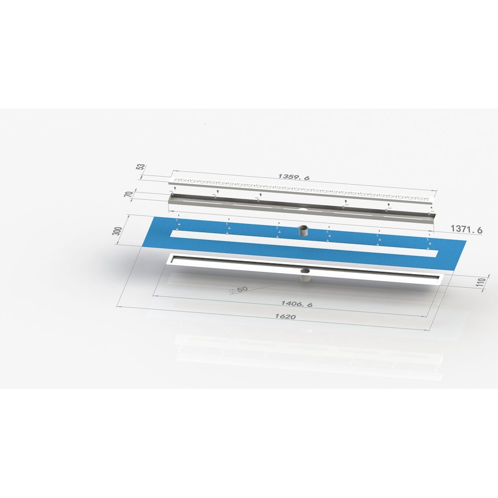 30 in x 72 in Linear Shower Kit with 54 in Chrome End Drain, Waterproof Accessories & Pan-Tile Ready