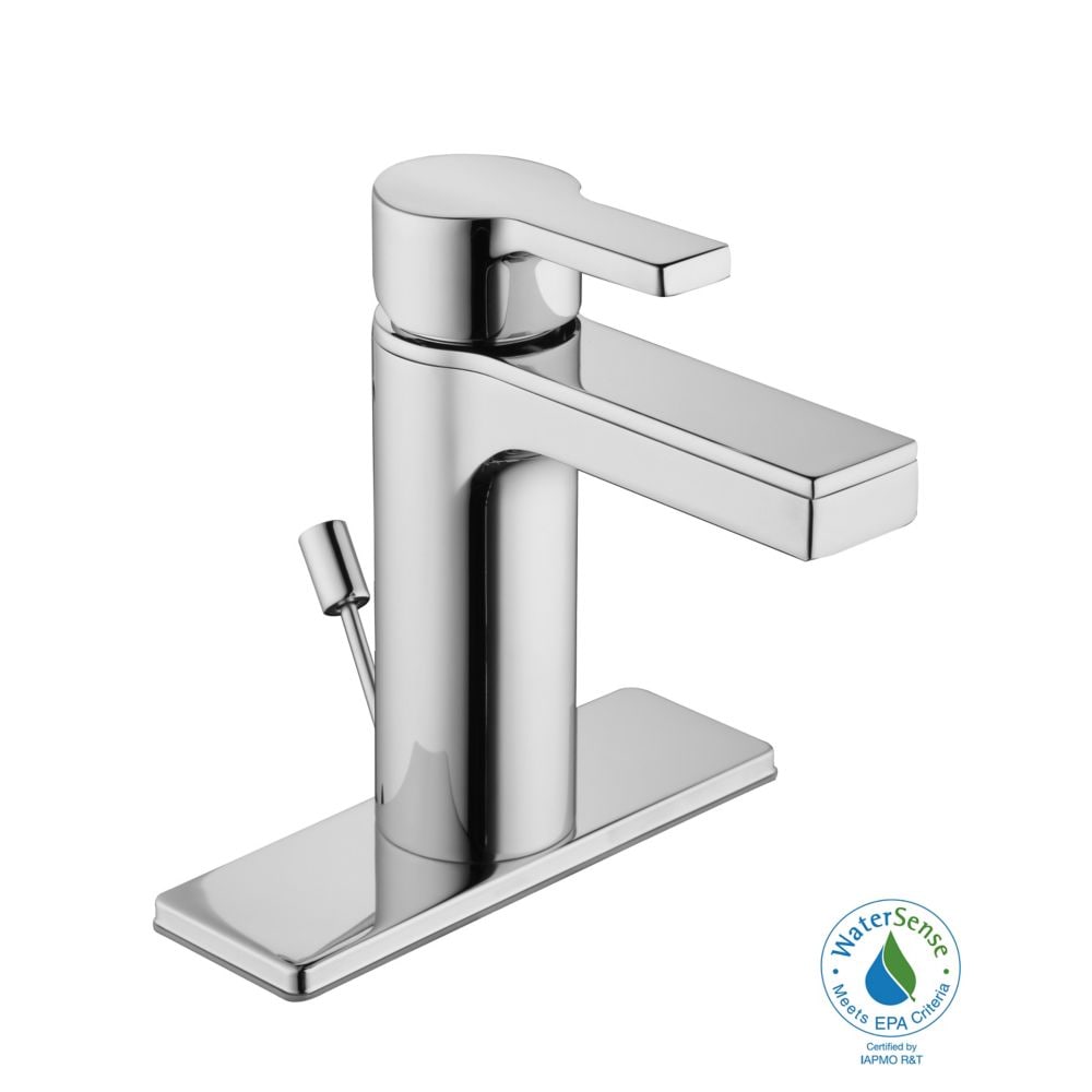 Robinet de salle de bain contemporain moderne à un trou et à poignée unique à arc bas en chrome