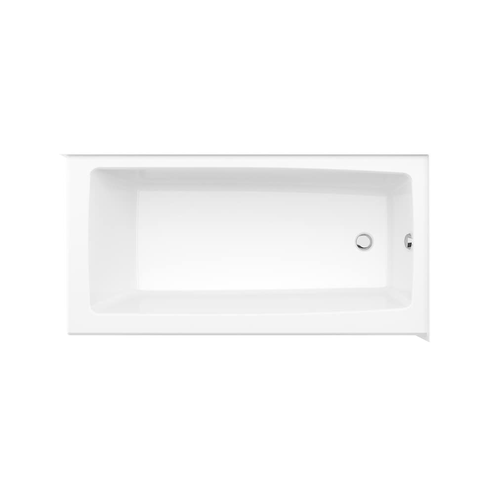 Baignoire d'angle rectangulaire Nomad 60L x 30W x 18H AcrylX, drain à droite, en blanc avec profondeur de trempage de 12 5/8 pouces