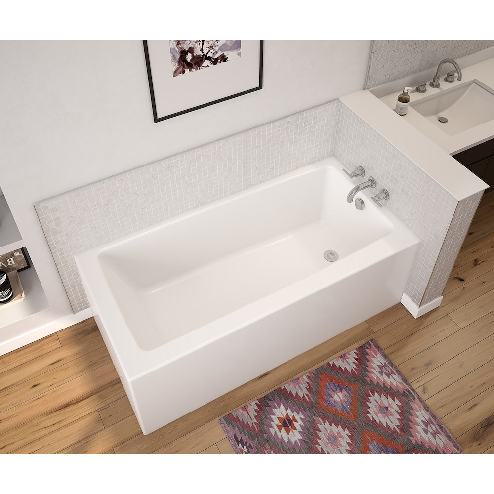 Baignoire d'angle rectangulaire Nomad 60L x 30W x 18H AcrylX, drain à droite, en blanc avec profondeur de trempage de 12 5/8 pouces