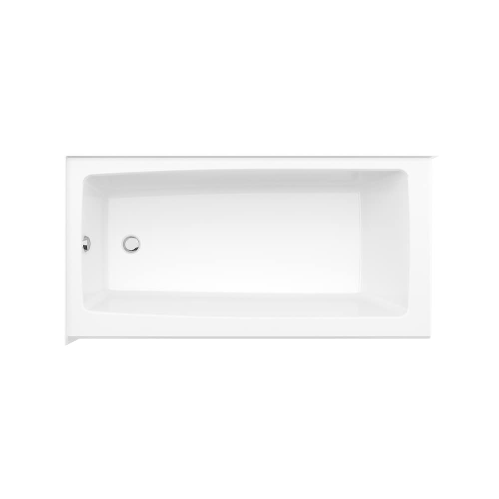 Baignoire d'angle rectangulaire Nomad 60L x 32W x 18H AcrylX, drain à gauche, en blanc avec profondeur de trempage de 12 5/8 pouces