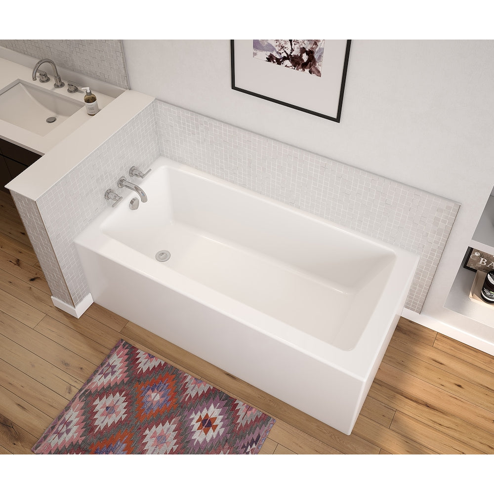 Baignoire d'angle rectangulaire Nomad 60L x 32W x 18H AcrylX, drain à gauche, en blanc avec profondeur de trempage de 12 5/8 pouces