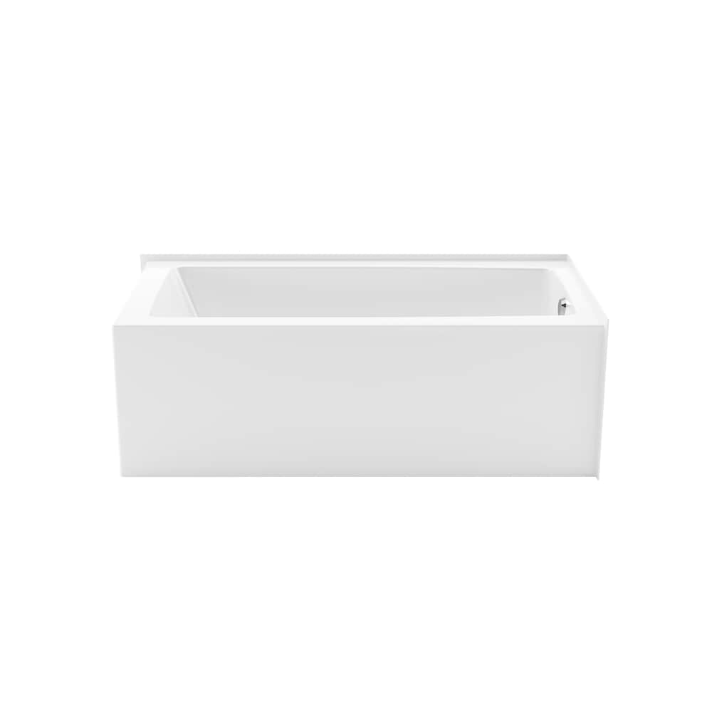 Baignoire d'angle rectangulaire Nomad 60L x 32W x 18H AcrylX, drain à droite, en blanc avec profondeur de trempage de 12 5/8 pouces