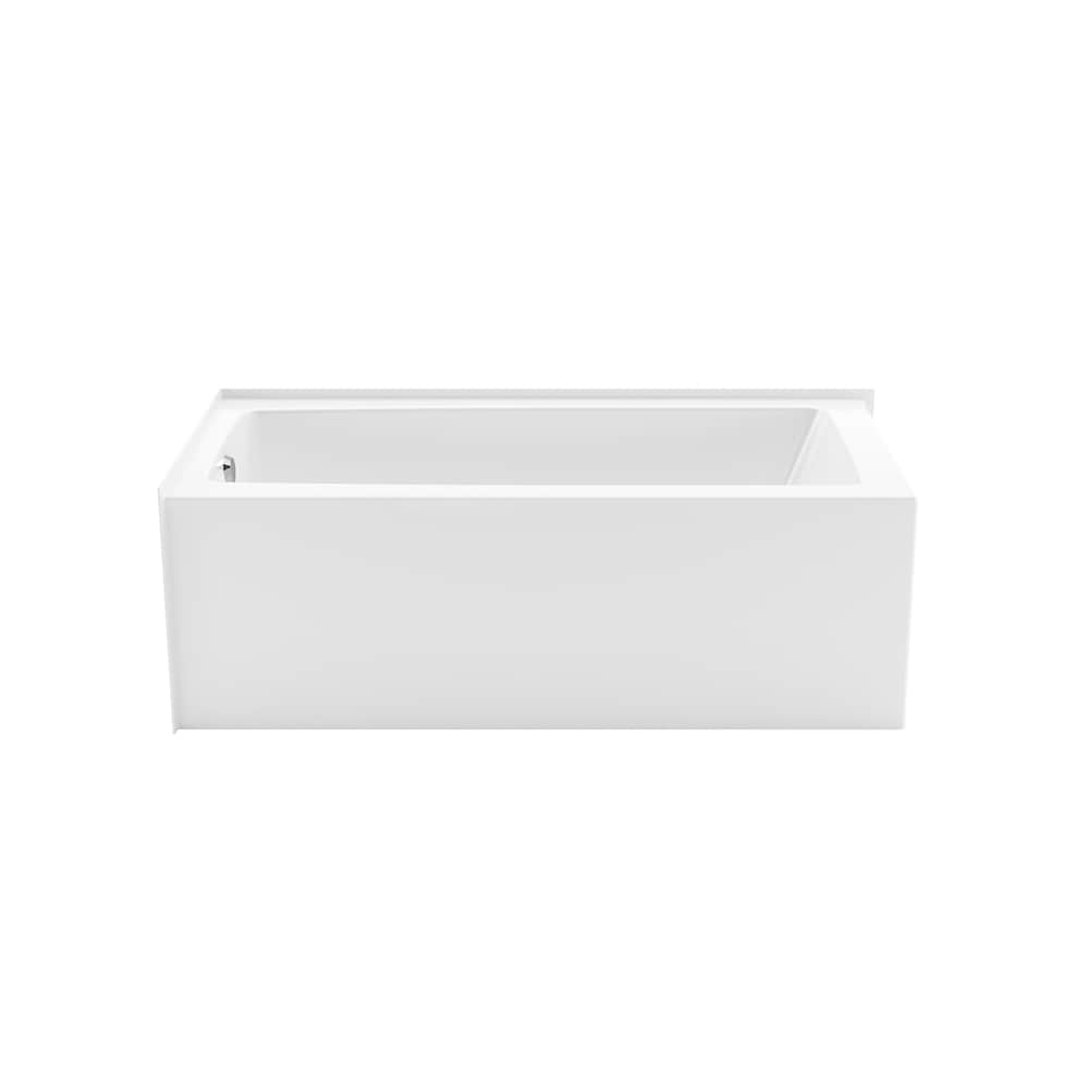Baignoire d'angle rectangulaire Nomad AFR 60L x 32W x 20H AcrylX, drain à gauche, en blanc avec profondeur de trempage de 12 5/8 pouces