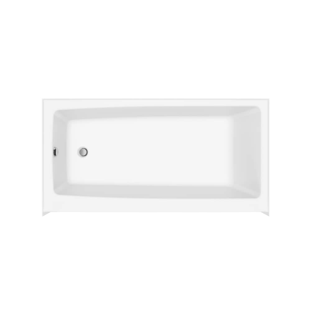 Baignoire en alcôve rectangulaire Nomad 60L x 32W x 18H AcrylX en blanc, drain à gauche, avec profondeur de trempage de 12 5/8 pouces