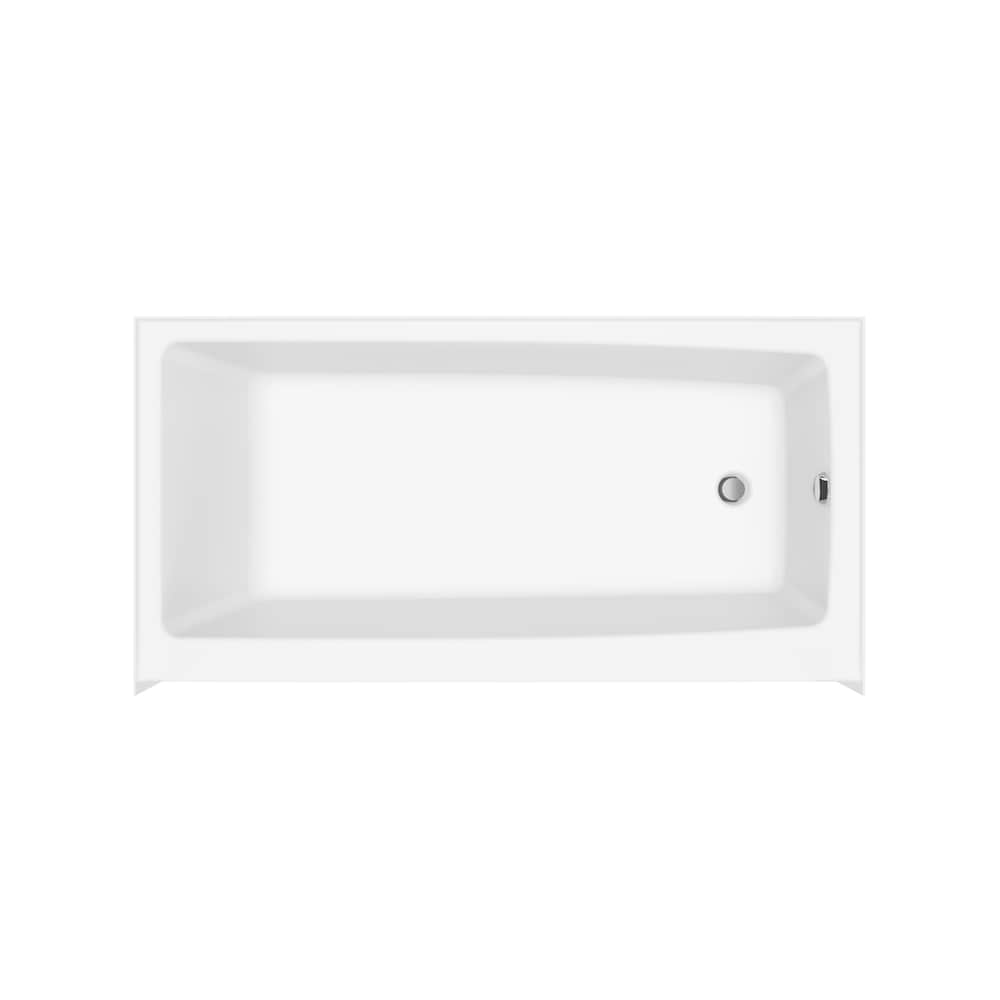 Baignoire en alcôve rectangulaire Nomad AFR 60L x 32W x 20H AcrylX en blanc, drain à droite, avec profondeur de trempage de 12 5/8 pouces