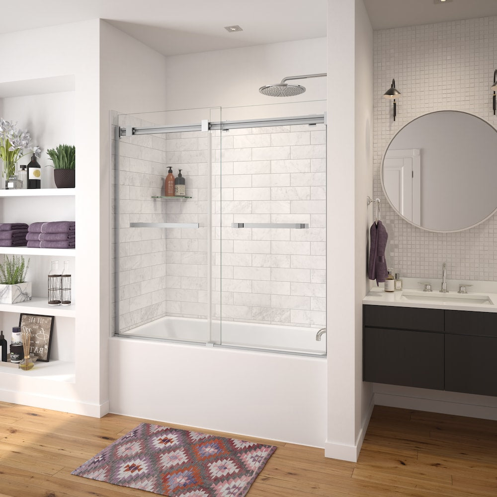 Baignoire en alcôve rectangulaire Nomad AFR 60L x 32W x 20H AcrylX en blanc, drain à droite, avec profondeur de trempage de 12 5/8 pouces