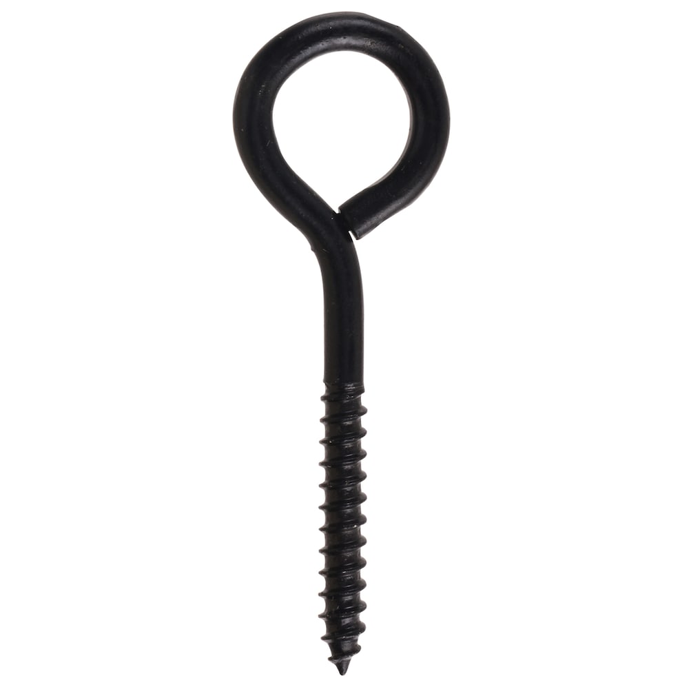 1/4-in x 3-in Coated Screw Eyes, Black, 2pcs