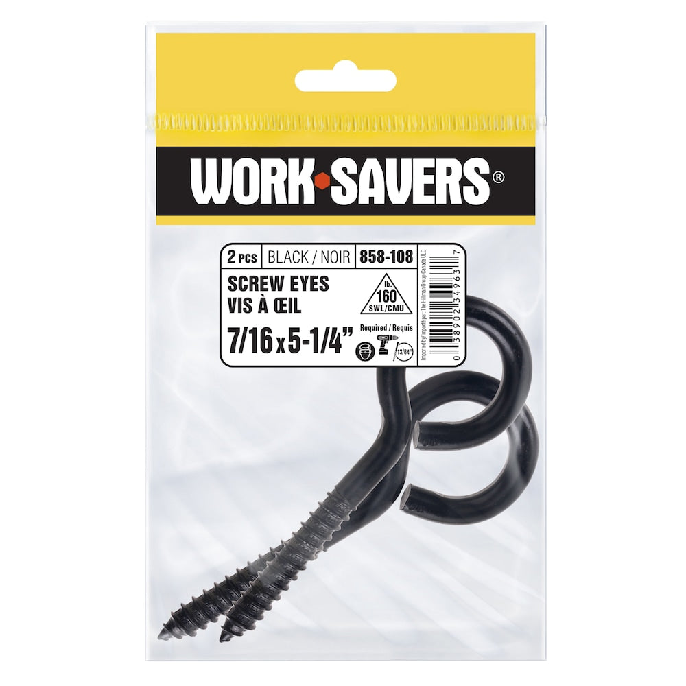 7/16-in x 5-1/4-in Coated Screw Eyes, Black, 2pcs
