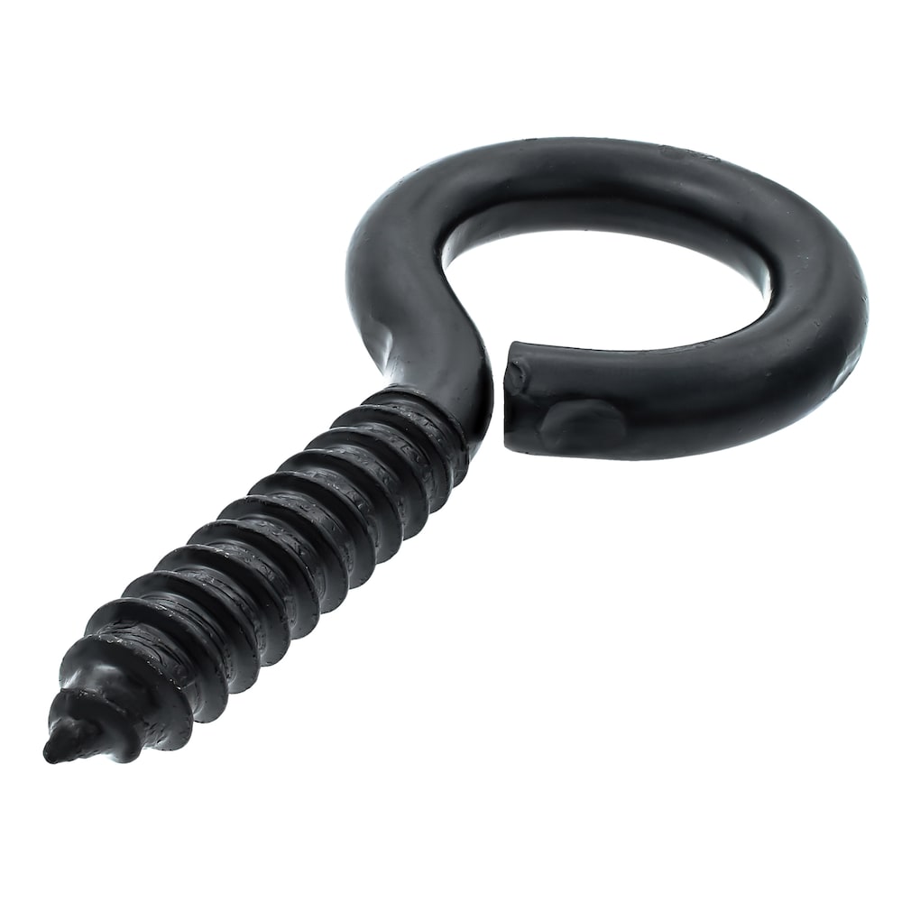 0.363-in x 3-7/8-in Coated Screw Eyes, Black, 2pcs