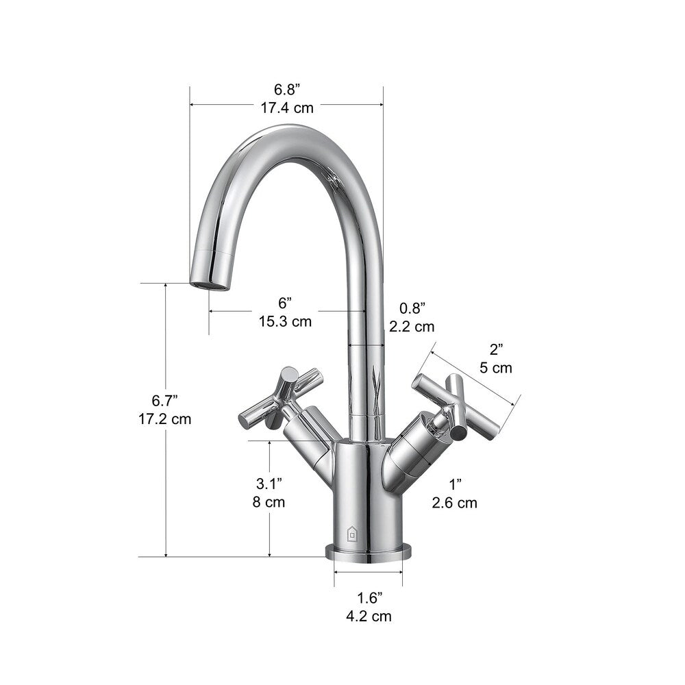 Robinet de salle de bain monotrou à 2 poignées Ava en chrome