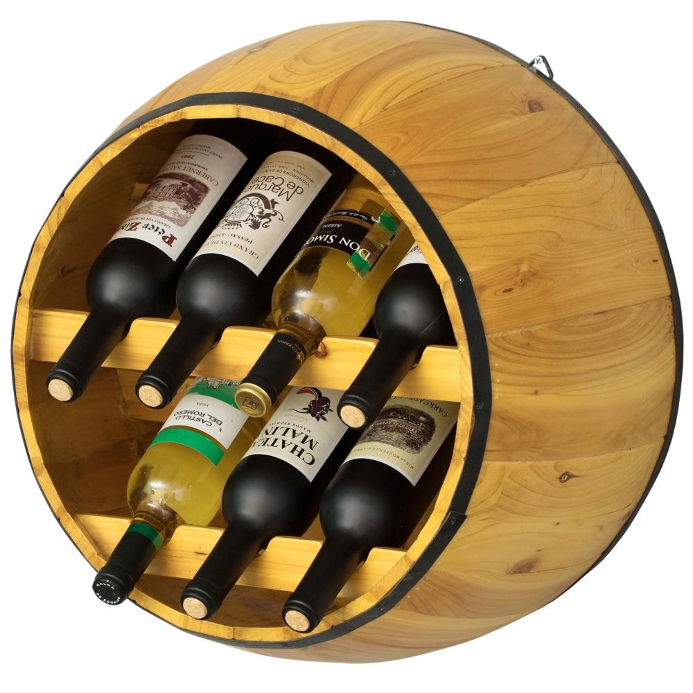 Casier à vin suspendu en bois pour tonneau de vin