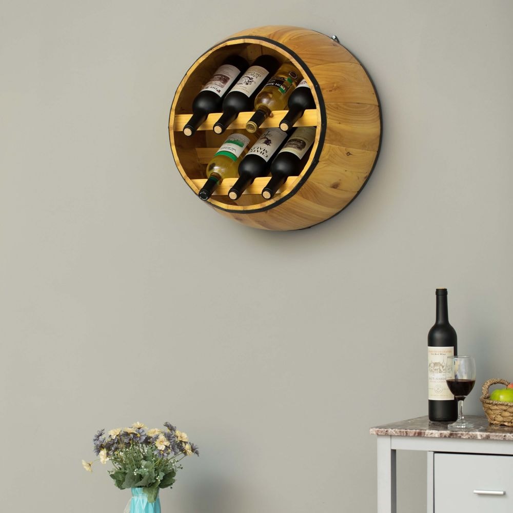 Casier à vin suspendu en bois pour tonneau de vin